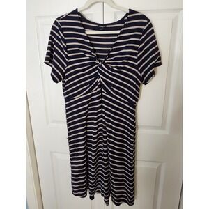 Torrid 2 Twist Front Navy And Beige Striped Jersey Dress